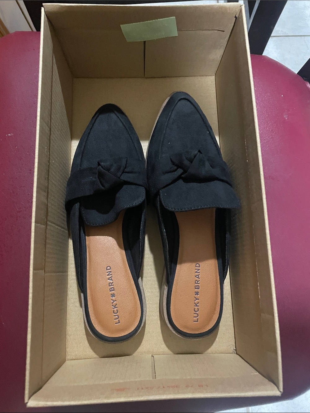 Lucky Brand Black Knot-Accent Pointed Toe Mules